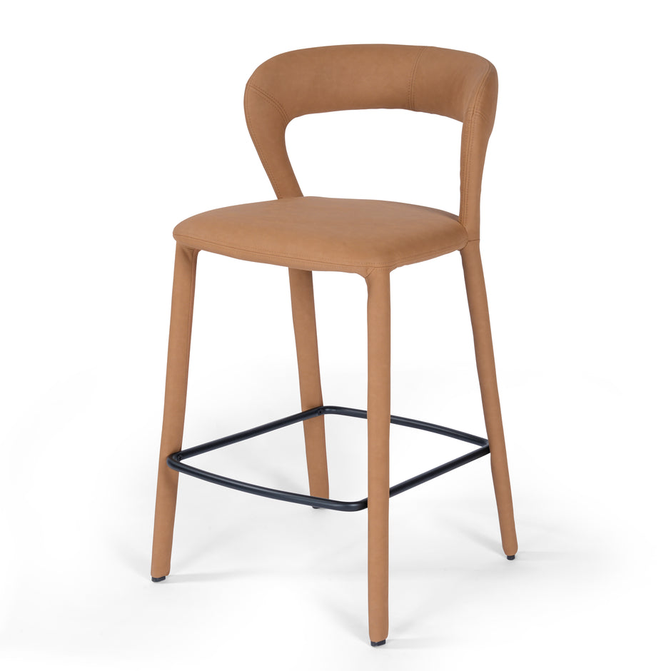 Hudson Kitchen Counter Chair Butterscotch Leather look Upholstery