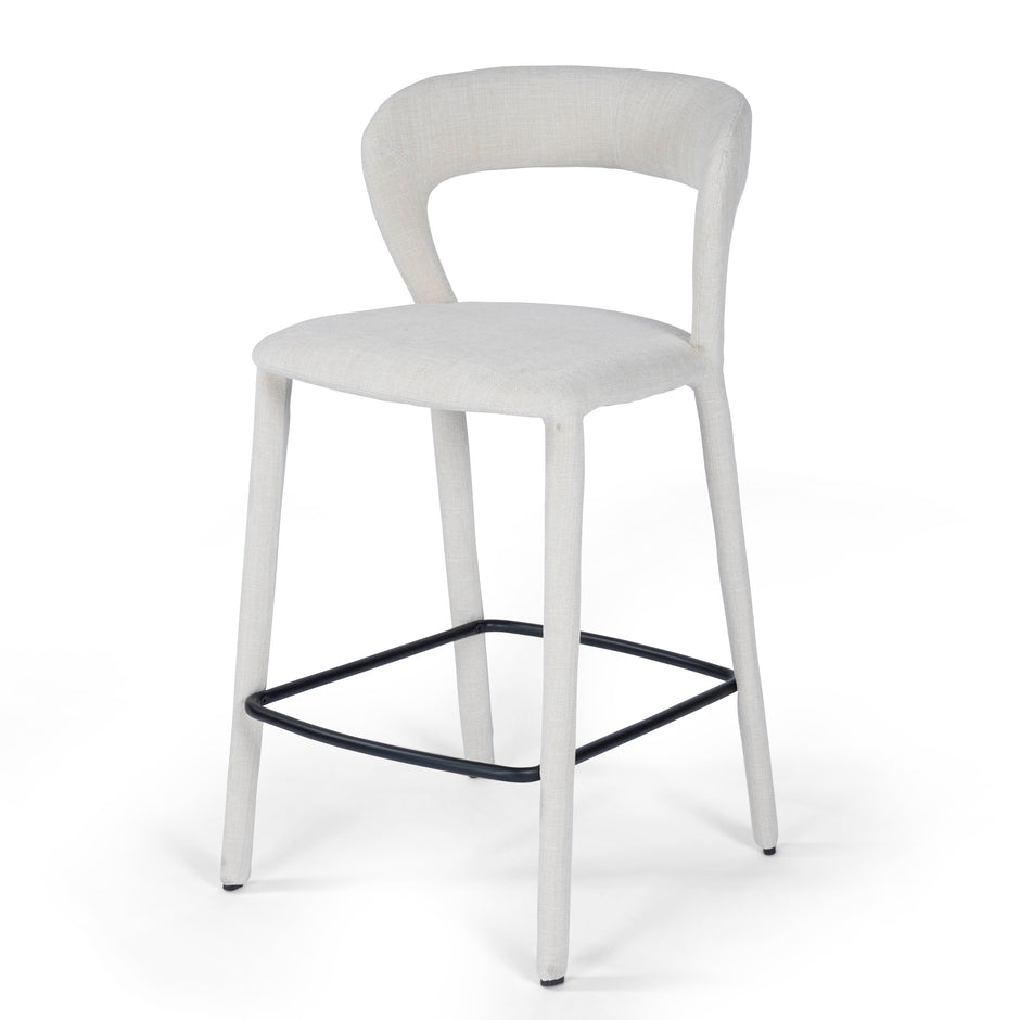 Hudson Kitchen Counter Chair Vanilla Fabric Upholstery
