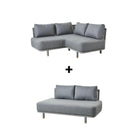 Grey corner sofa set with cushions