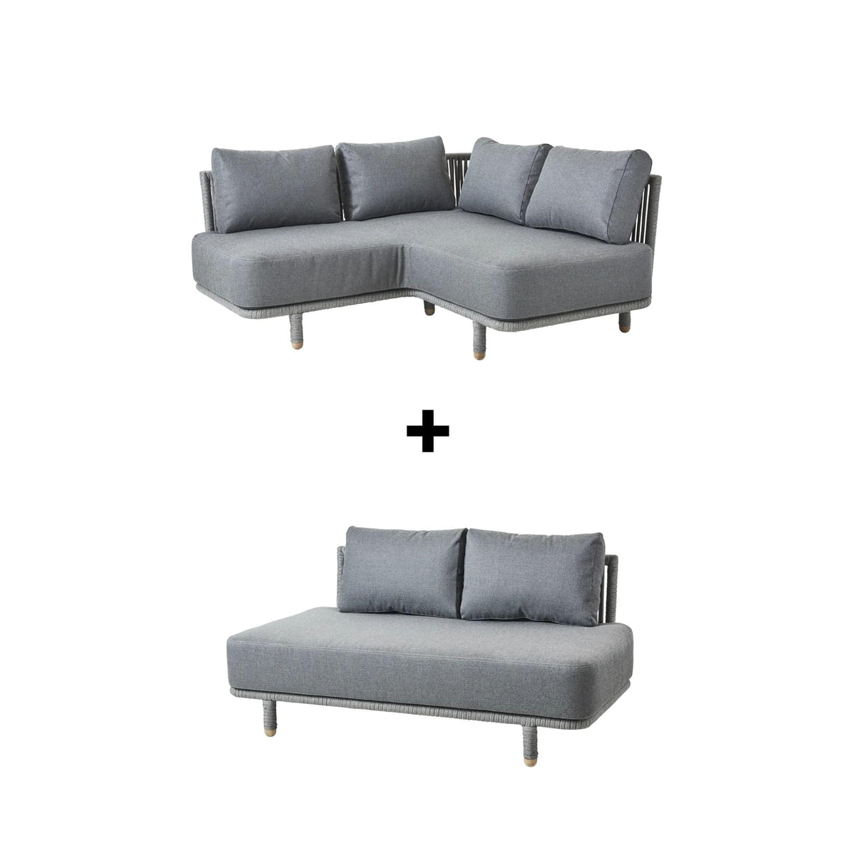 Grey corner sofa set with cushions