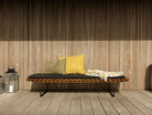 Molo Charcoal bench with pillows on wooden deck