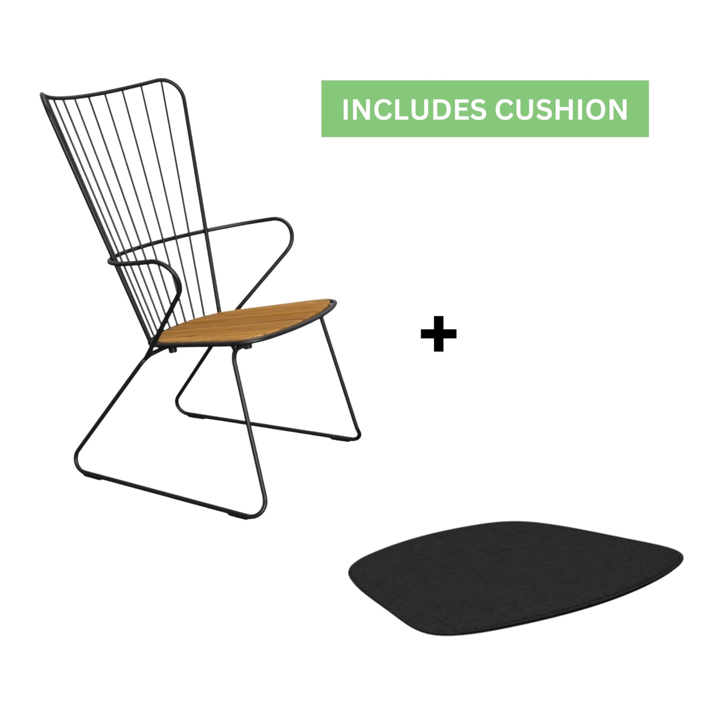 Paon Lounge Chair with Cushion - Bamboo