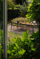 PAON black dining table for four with bamboo chairs