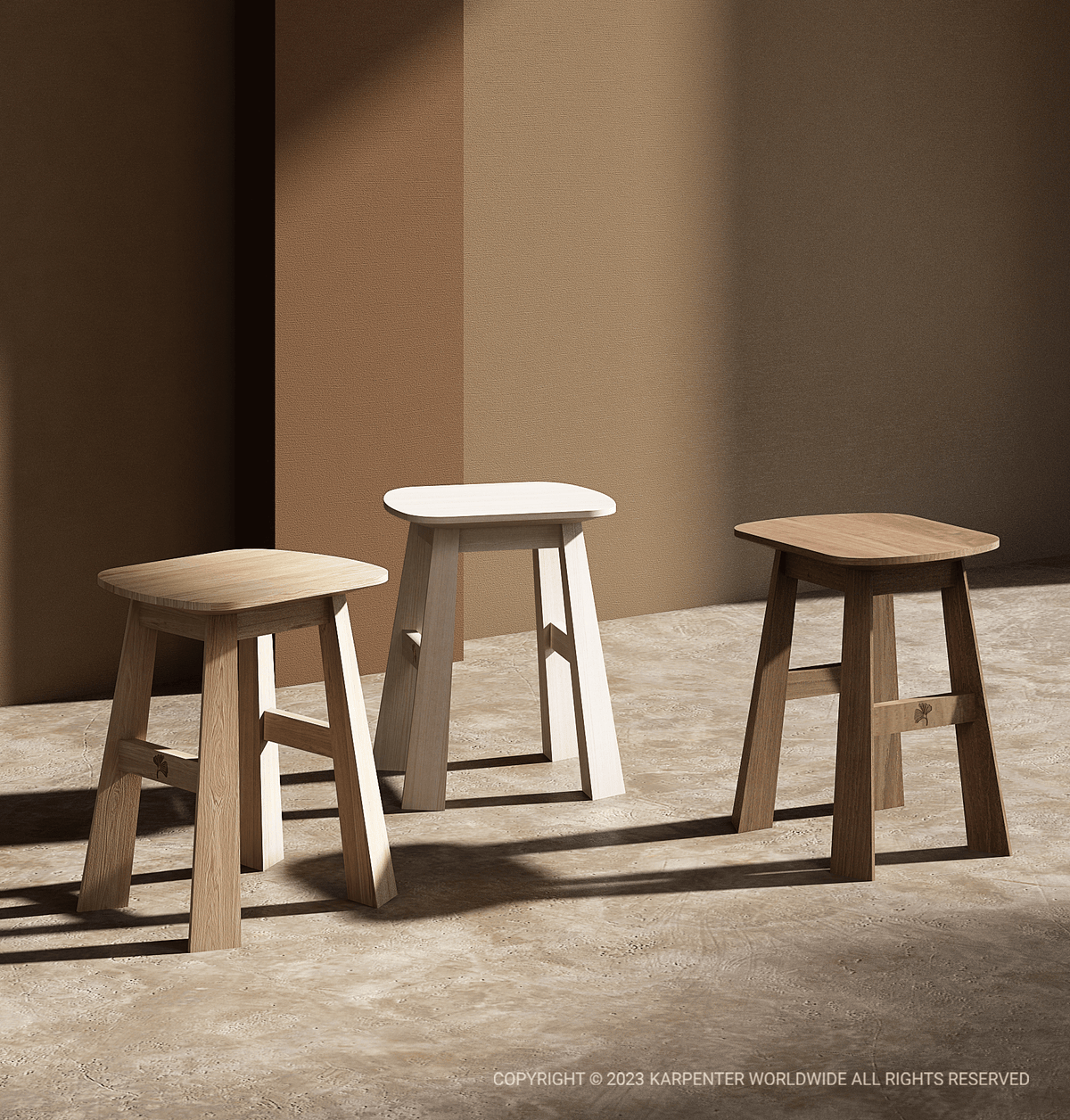 Rectangular Stool - White Ash, Oak, Teak Stools