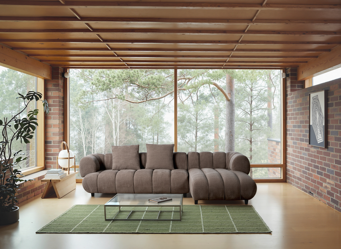 Reya 4 Seater Lounge in Mushroom Fabric