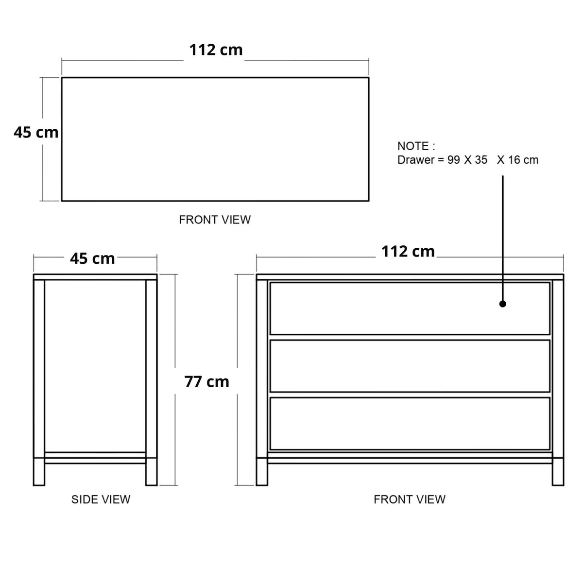 112cm x 77cm x 45cm