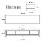 180cm x 45cm x 34cm