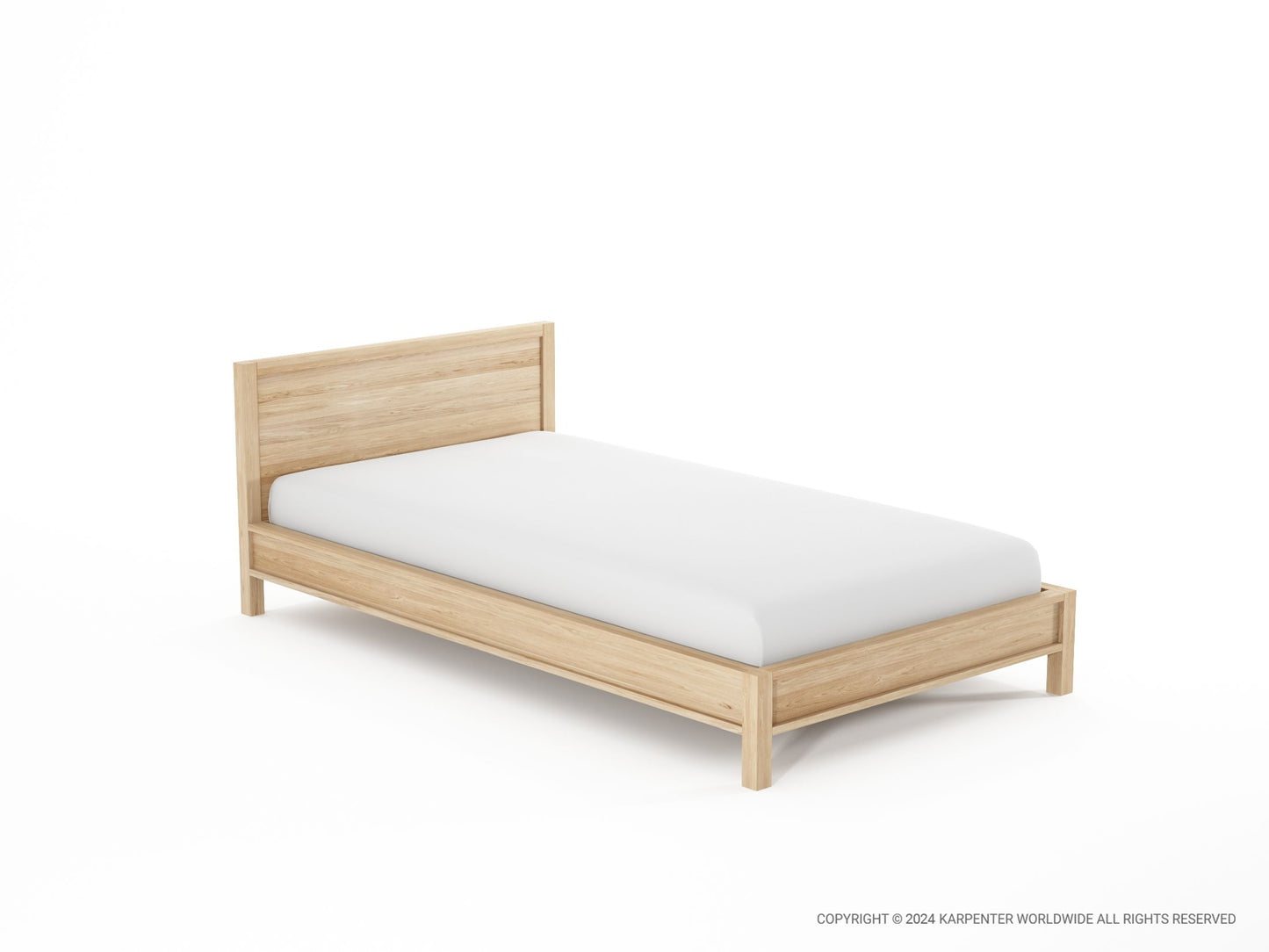 Solid King Single Bed  - European Oak