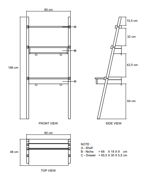 Simply City Ladder Desk - European Oak