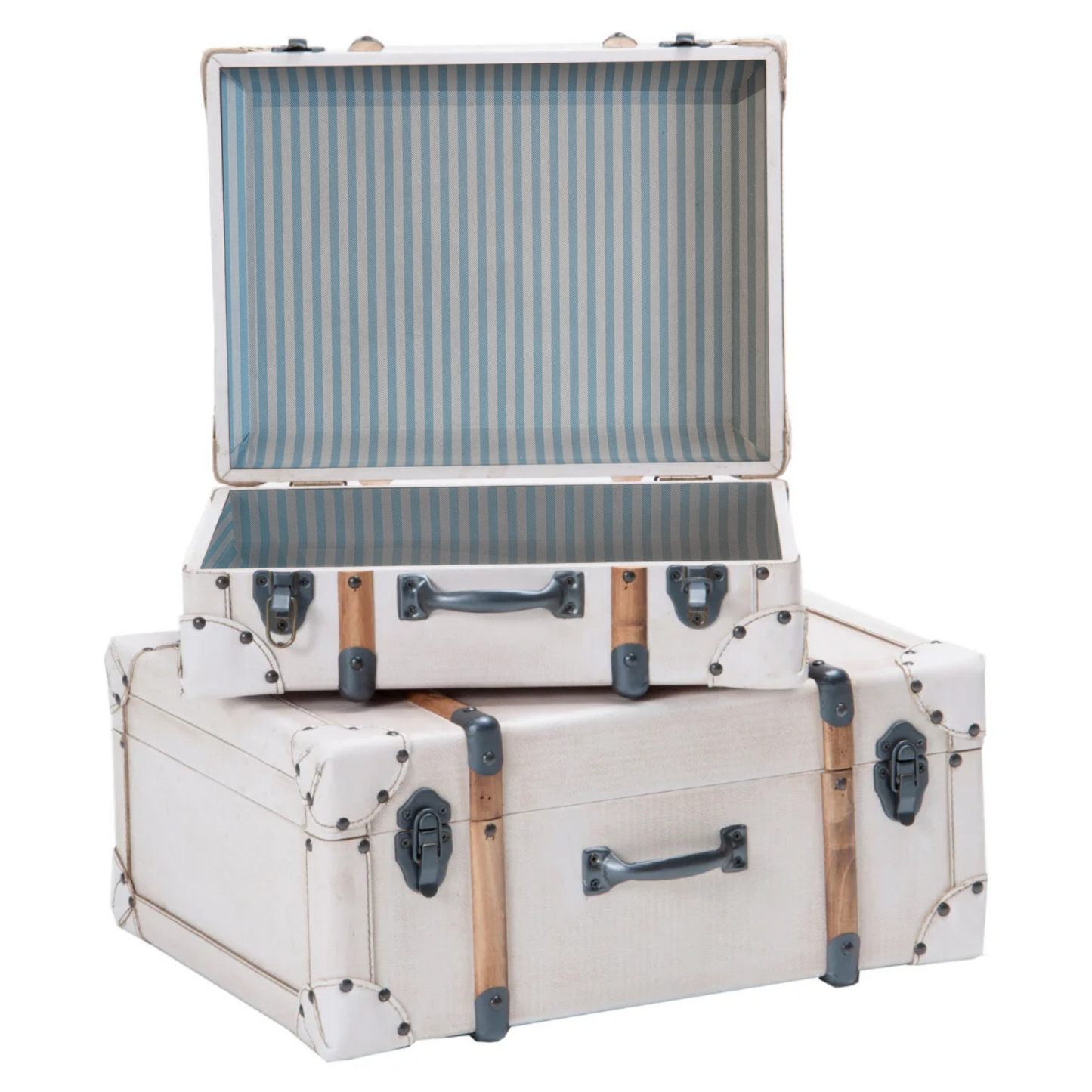 Retro Set Of 2 Suitcase Trunks - White