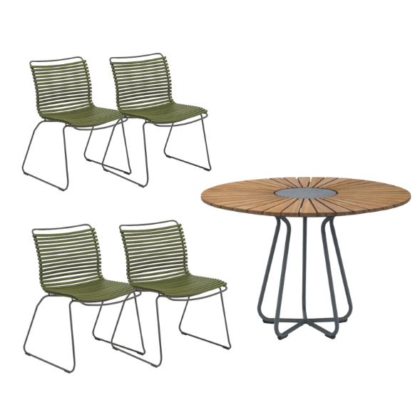 4 Seater Click & Circle Outdoor Dining Set in Olive