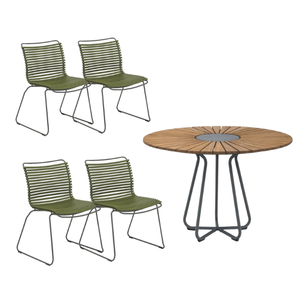 Outdoor dining set with table and chairs