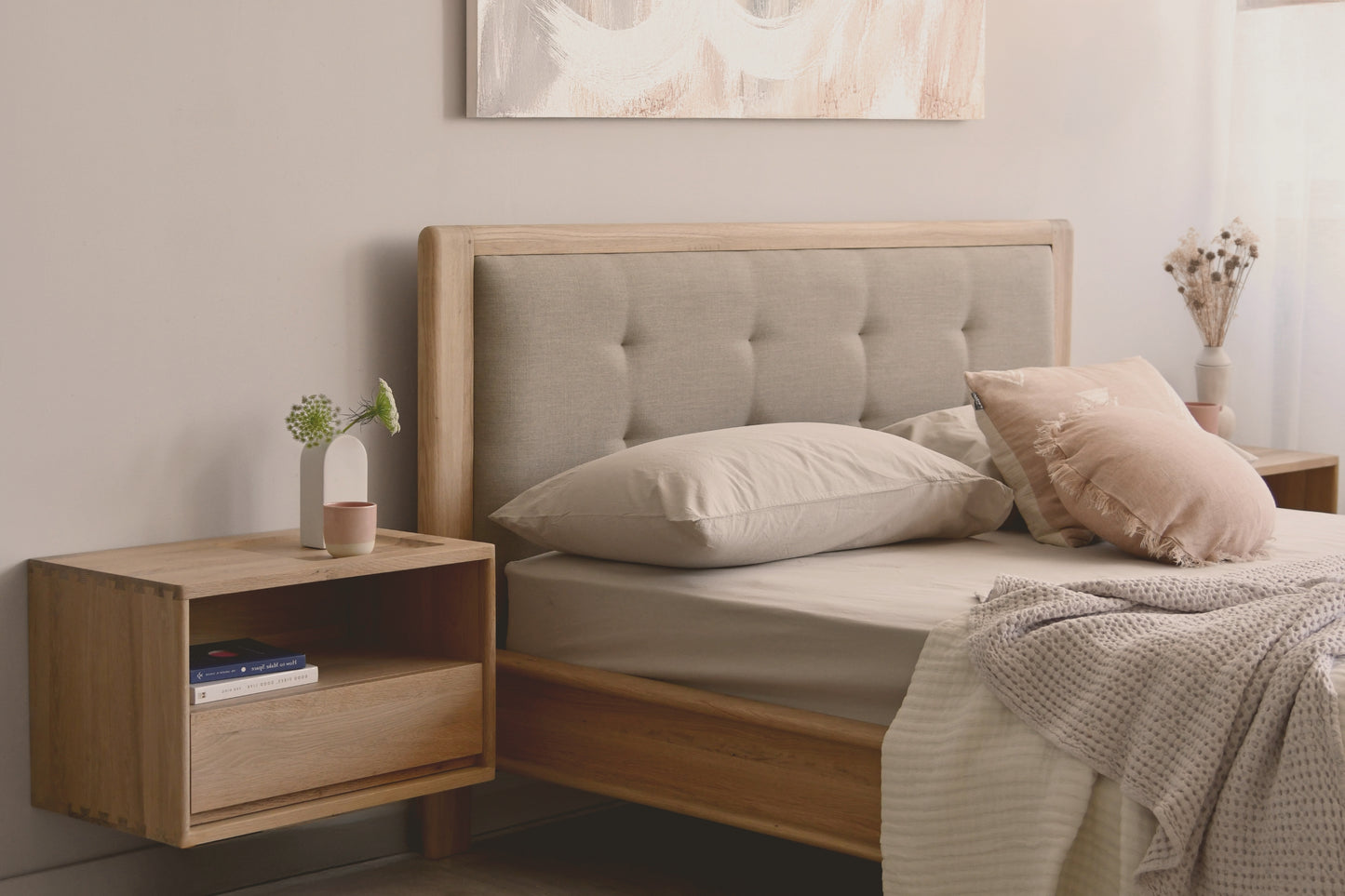 Circa Floating Bedside Left (Right Groove) - European Oak