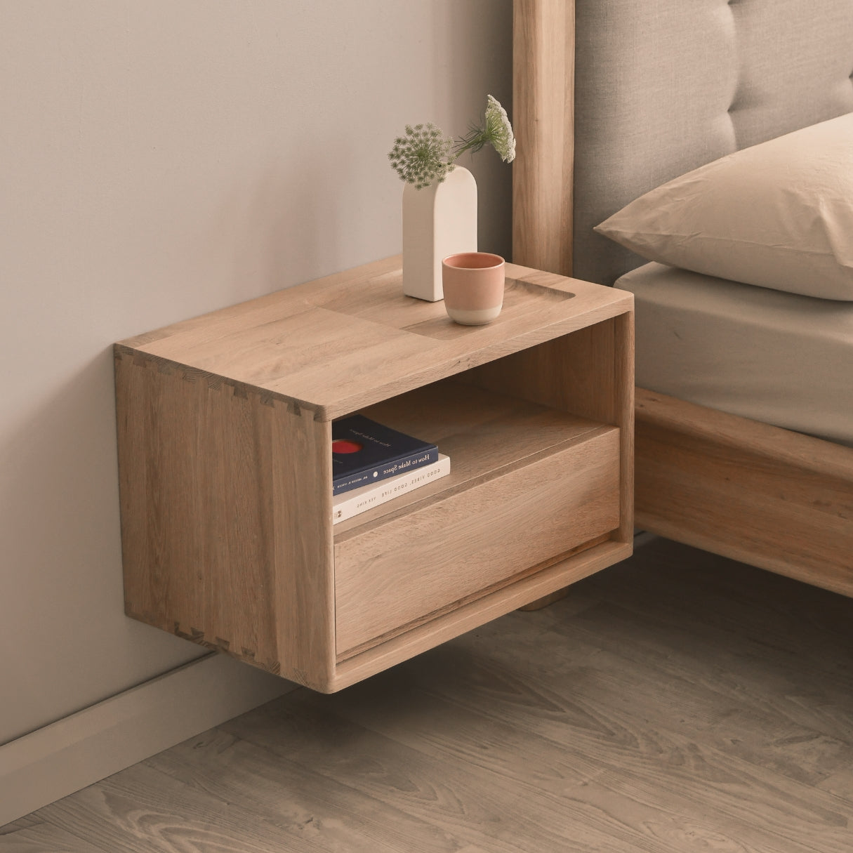 Circa Floating Bedside Left (Right Groove) - European Oak
