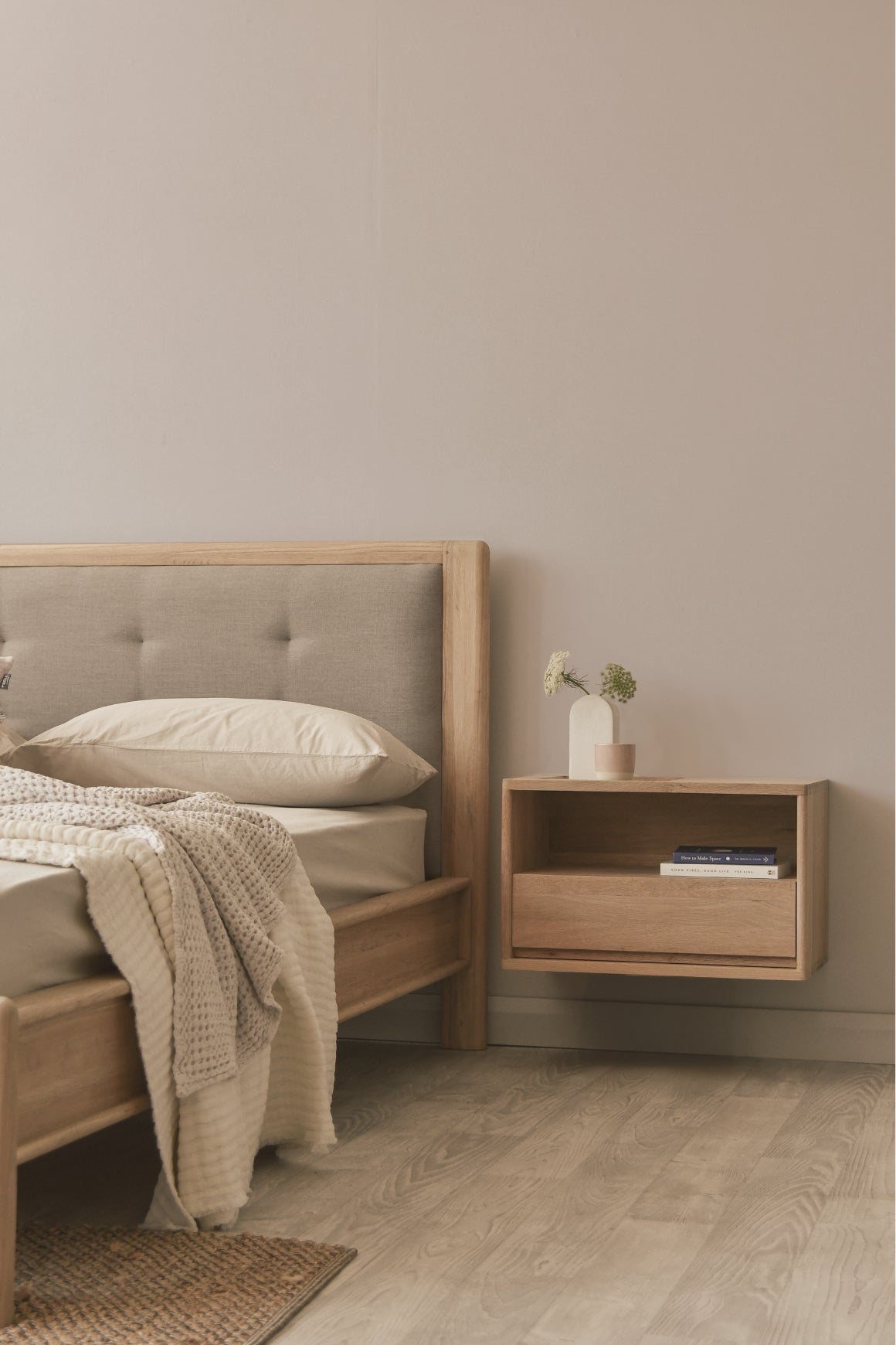 Circa Floating Bedside Right (Left Groove)- European Oak