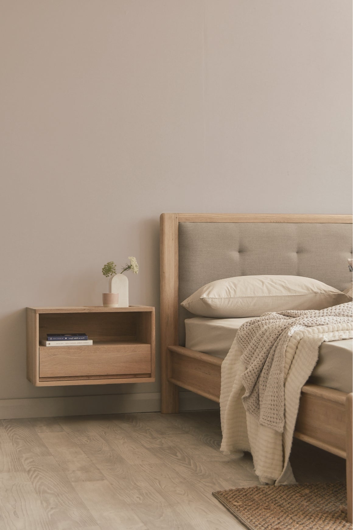 Circa Floating Bedside Left (Right Groove) - European Oak