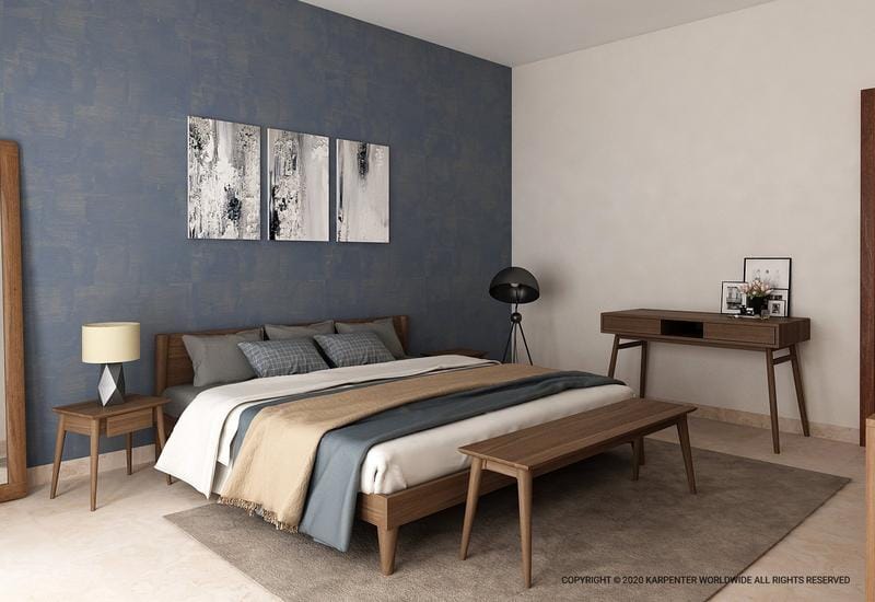 Vintage bed in stylish bedroom