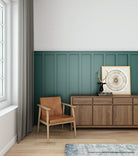 Vintage easy chair in modern living room with wood cabinet