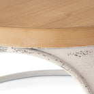 Distressed metal and wood table detail