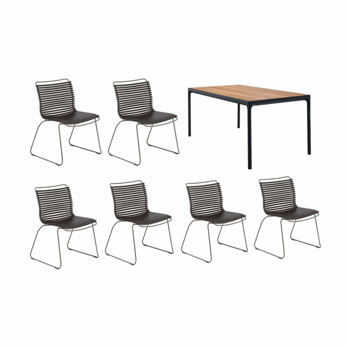 Black four-chair table set