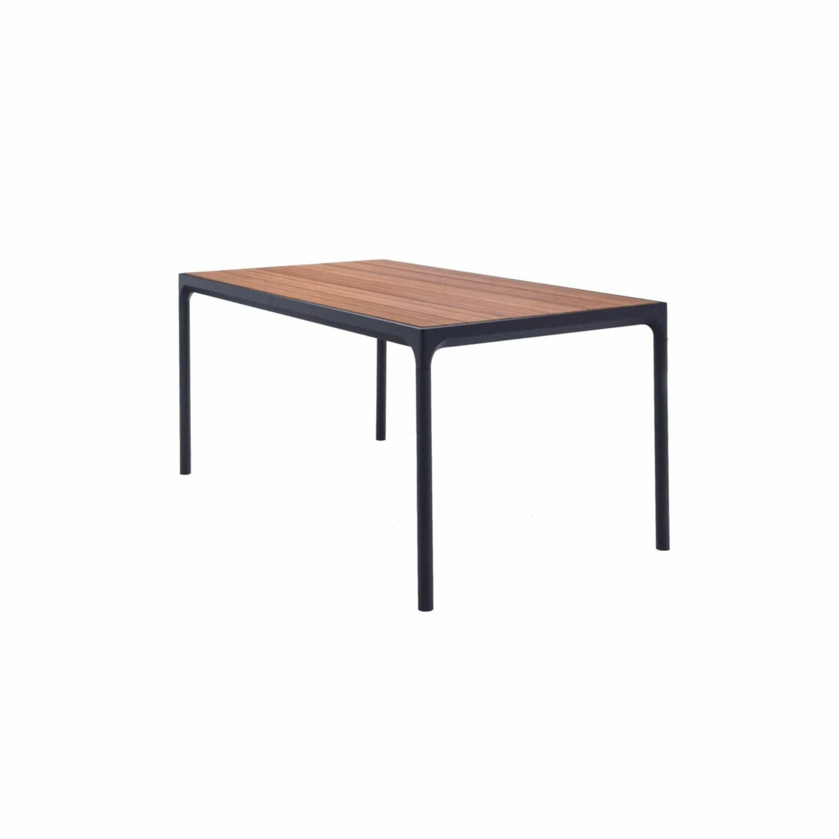 Black four-person table with wood top