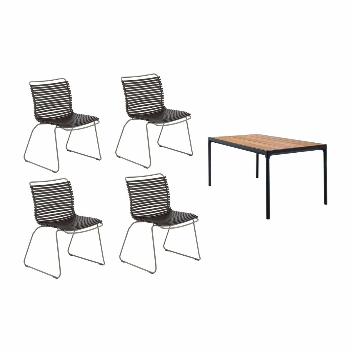 Four chairs and table set