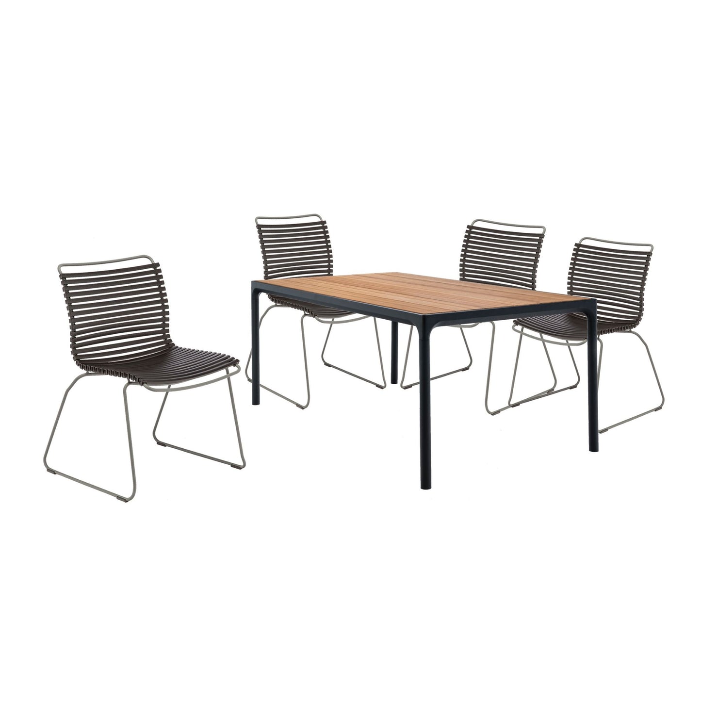 4 Seater Click & Four Outdoor Dining Set - Black