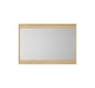 Rectangular mirror with a light wood frame.