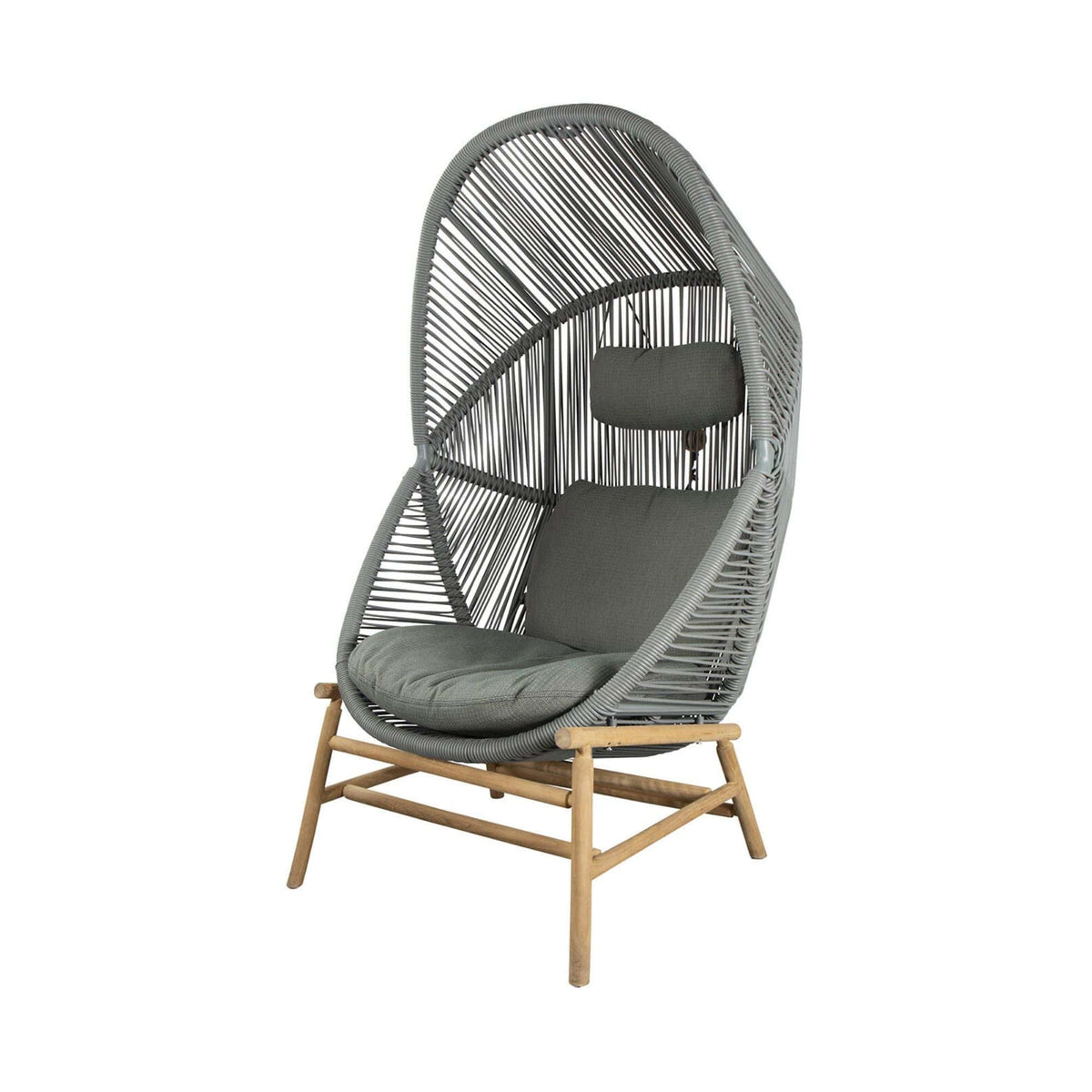 Teak & green cushion hive chair