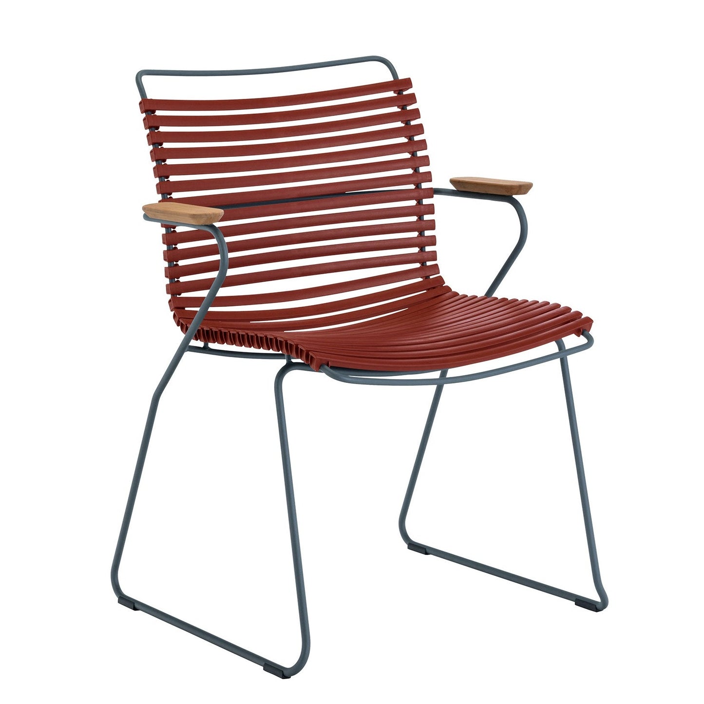 Outdoor Click Dining Chair (Paprika) with Armrests | SLH-Outdoor Furniture-Houe-PAPRIKA lamellas-Powder-coated Grey Metal-SLH AU