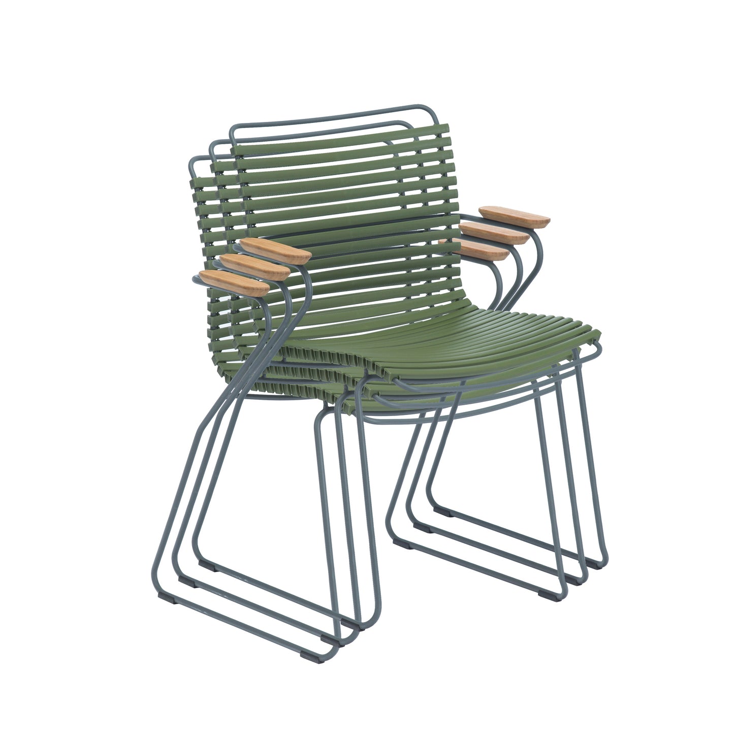 Olive Green Outdoor Dining Chair Stacking and Ergonomic design