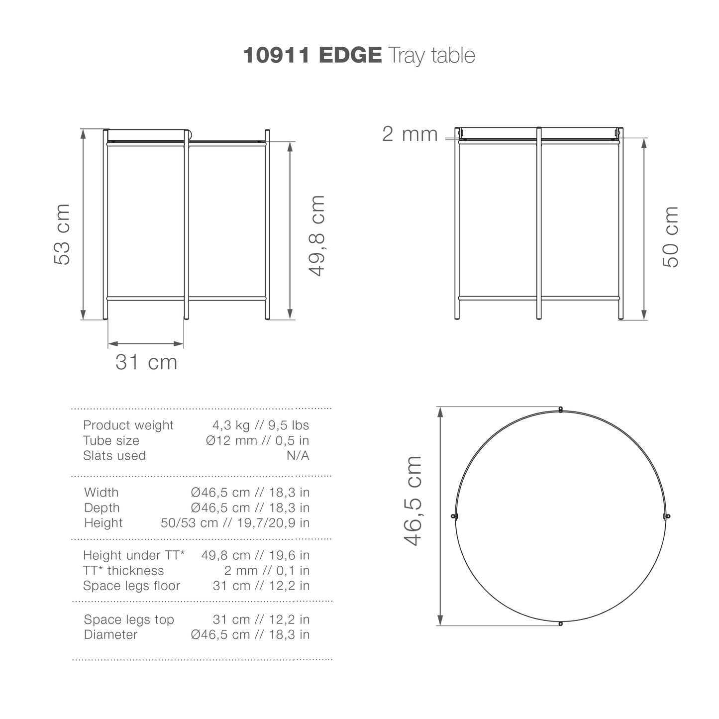 Edge Tray Table - Black Small