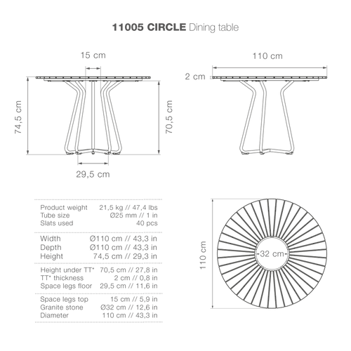 Circular dining table, high-res image