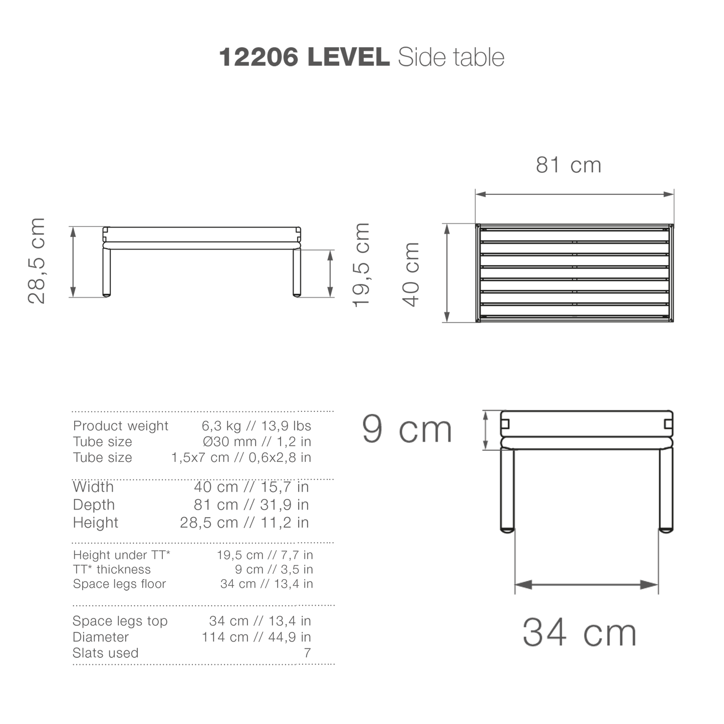 Level Lounge Side Table - Bamboo | Dark Grey
