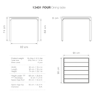FOUR Dining Table 90x90 - Product Diagram