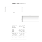 Dining table diagram 90x270, specifications and dimensions