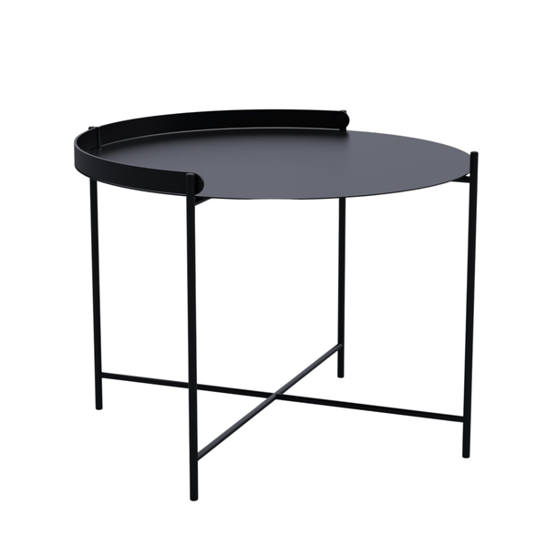 Black round side table.