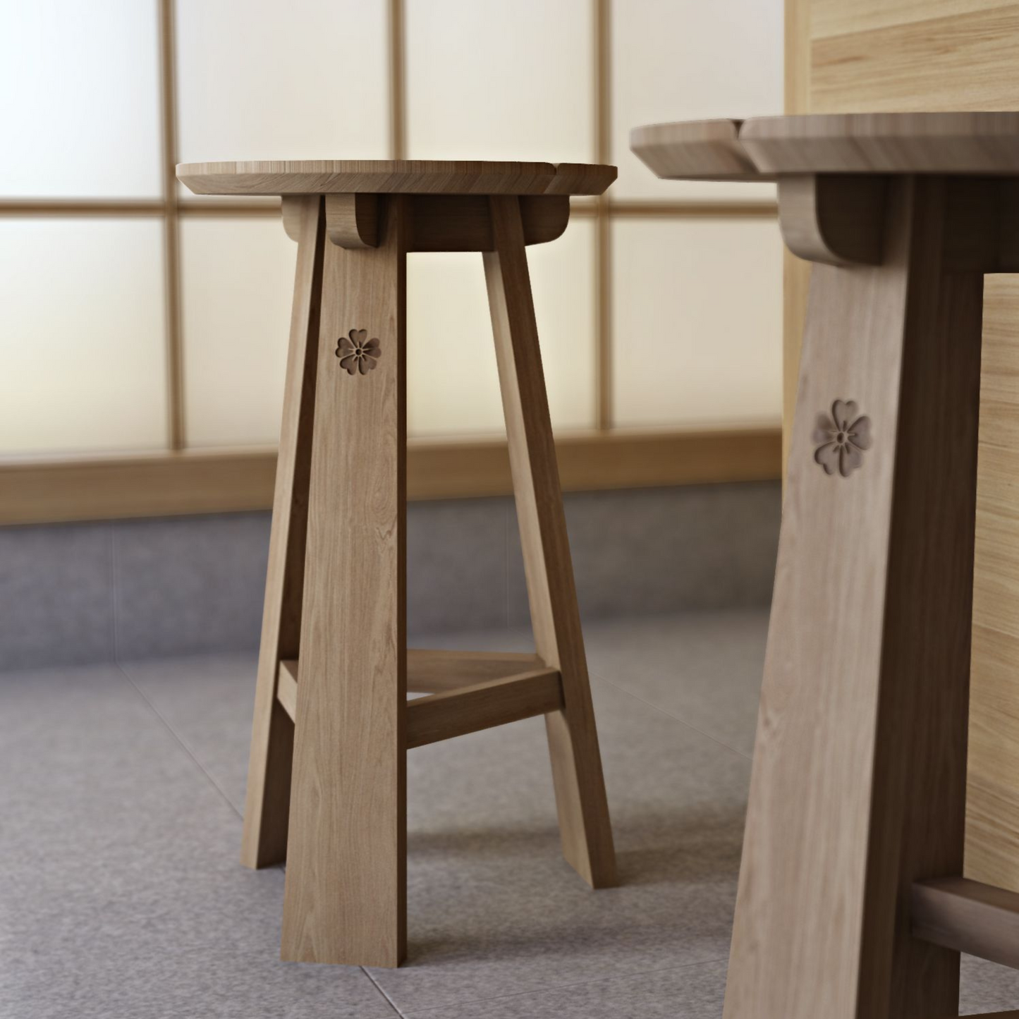 East Round  Counter Stool - European Oak