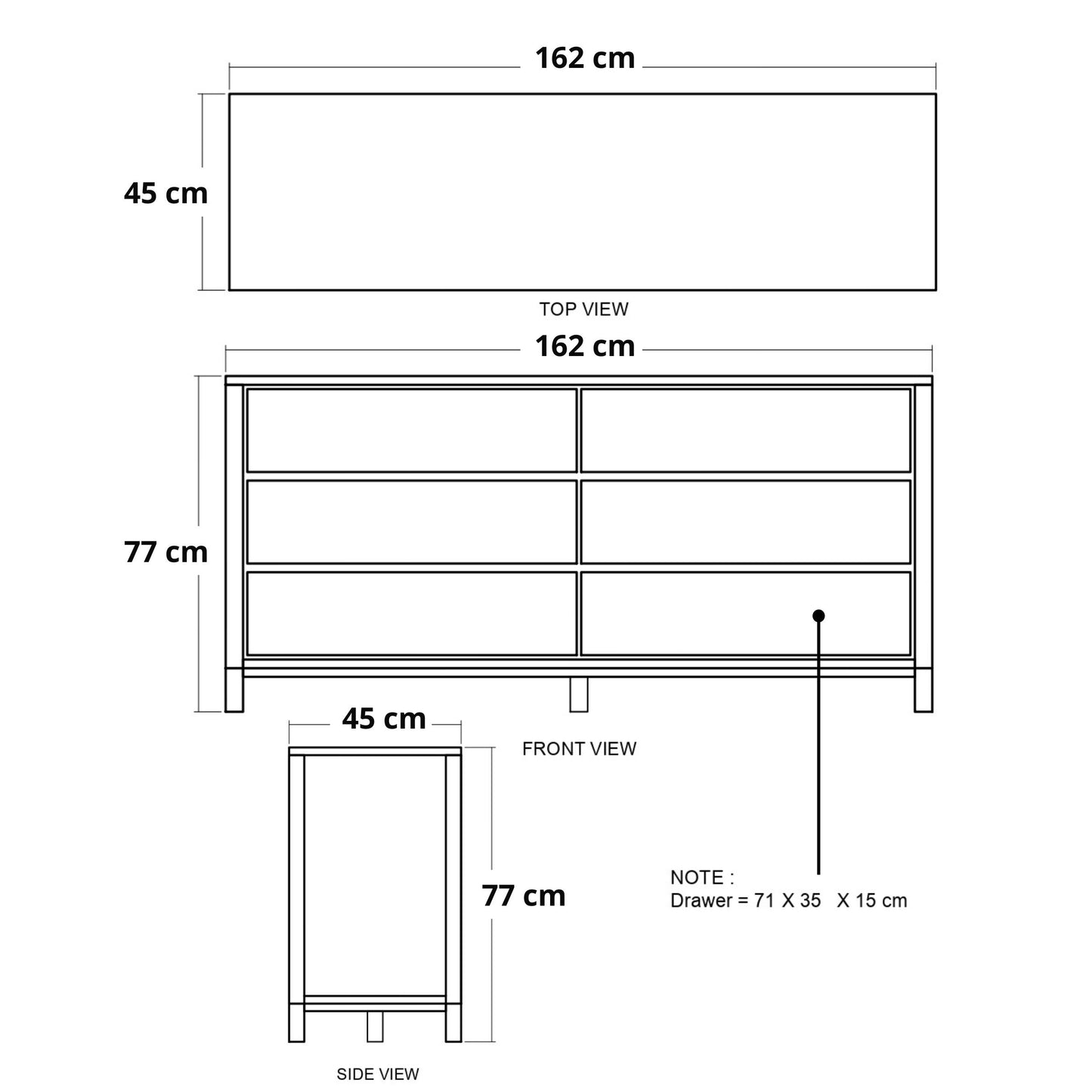 Solid Chest of Draws  Large - FSC Recycled Teak