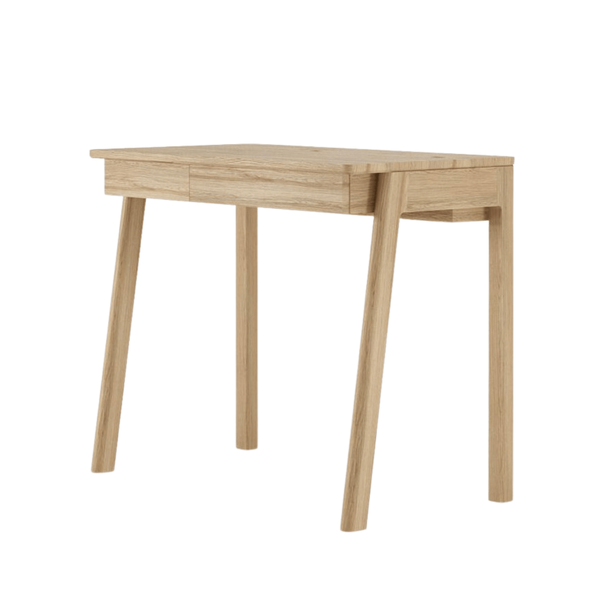 Wooden desk with four legs.