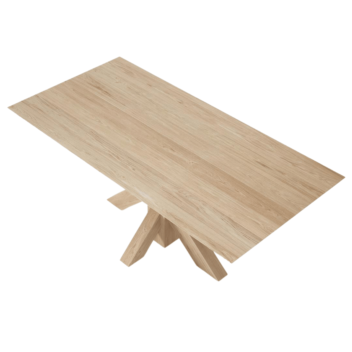 Wooden rectangular table with a crossed base.