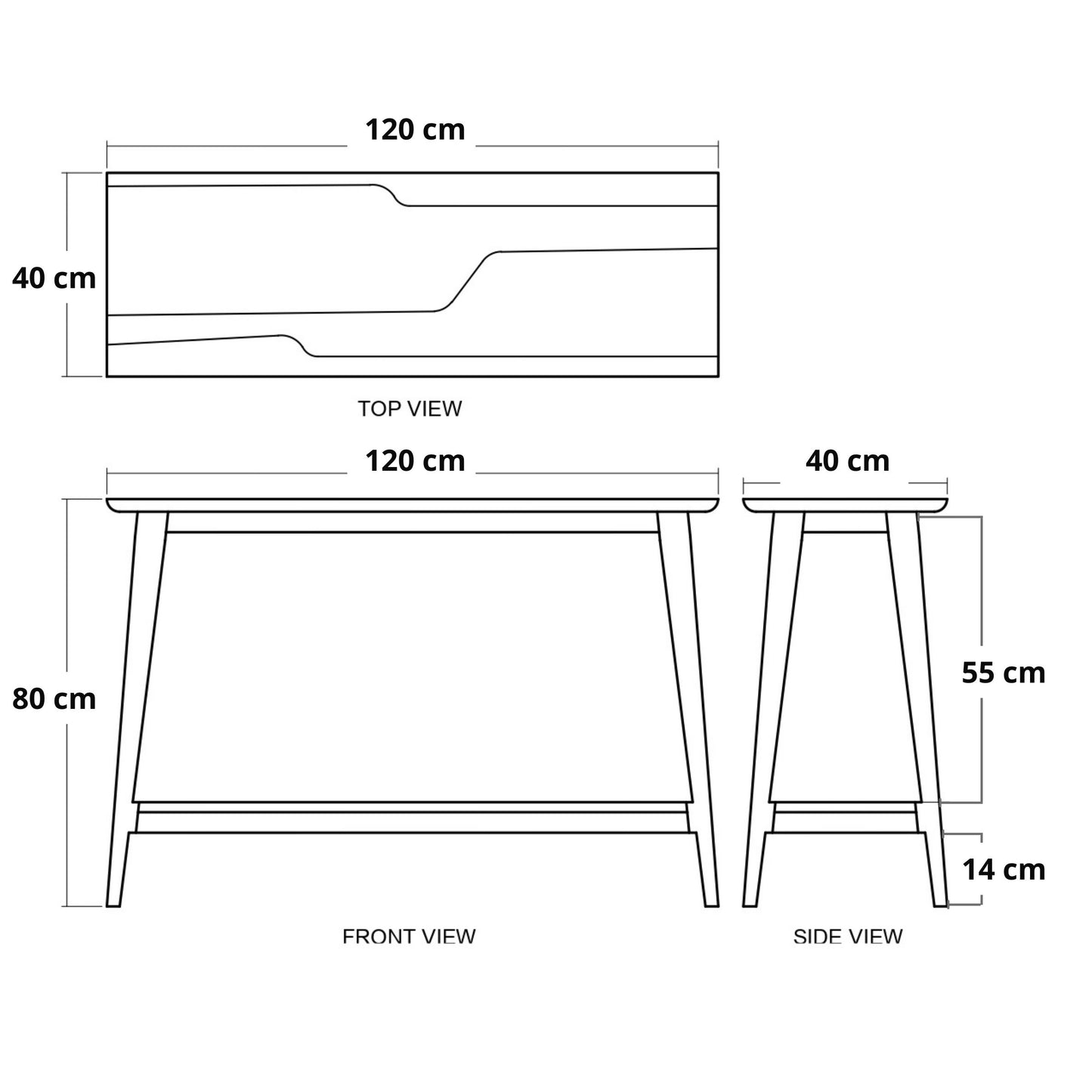 Twist Console Table 120(CM) - Satin Black