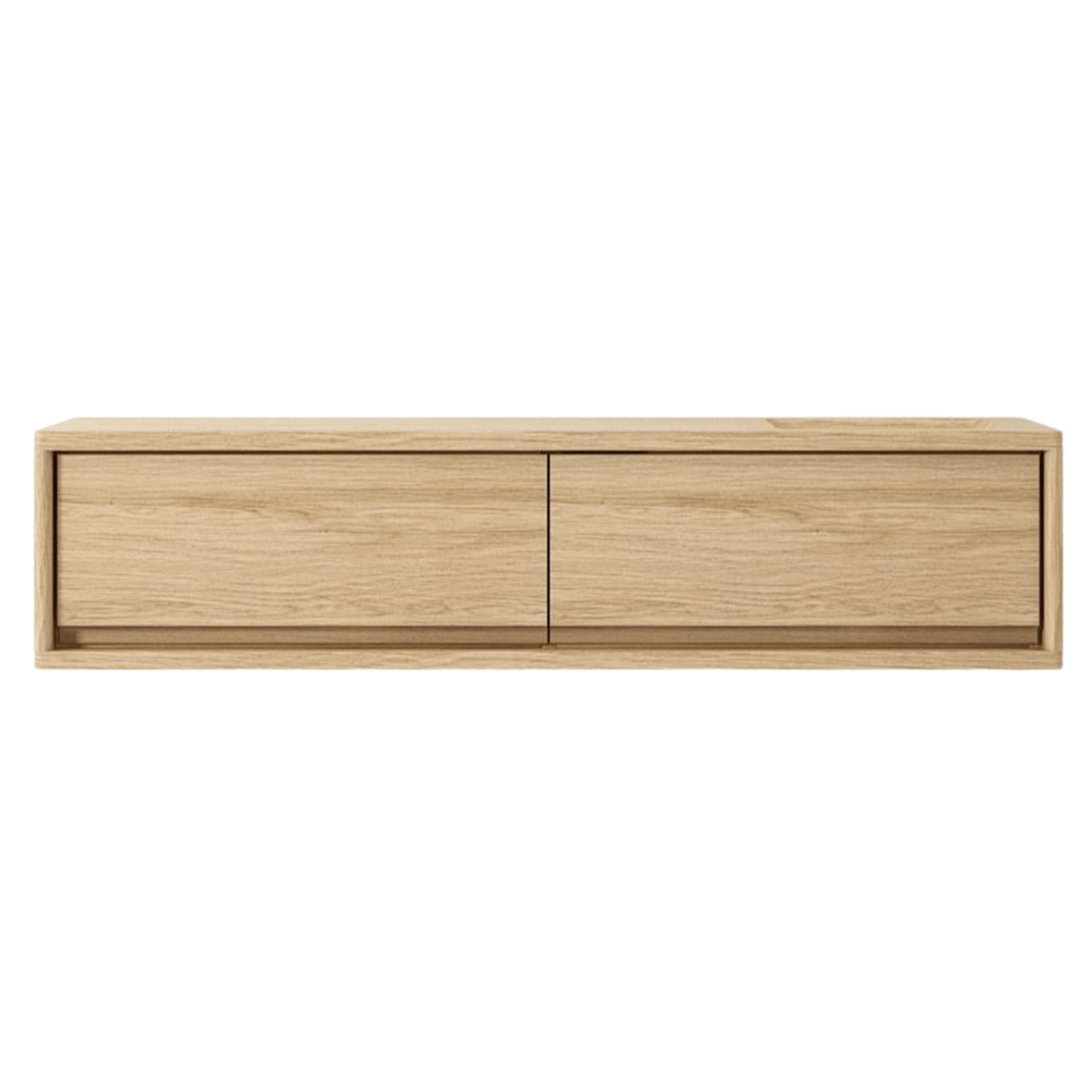 Wooden wall-mounted cabinet with two drawers.
