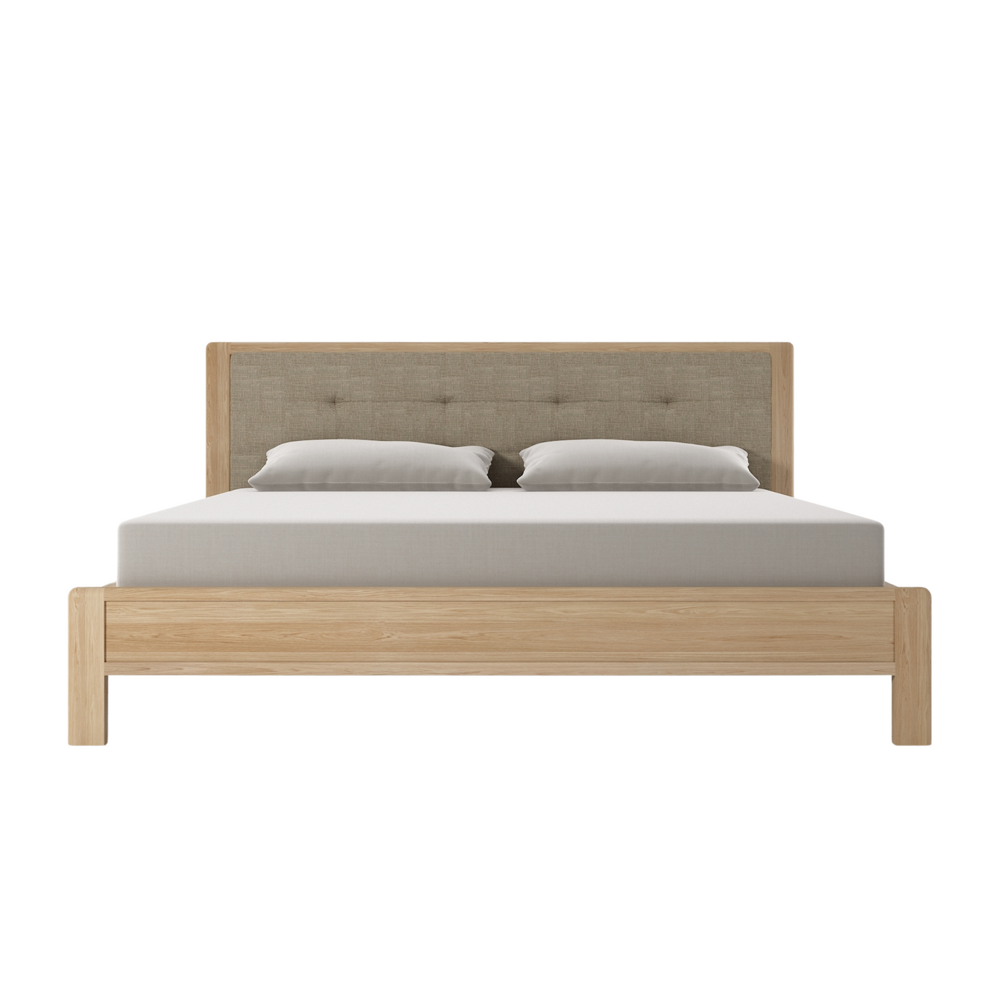 Circa King without Storage - European White oak and fabric Headboard