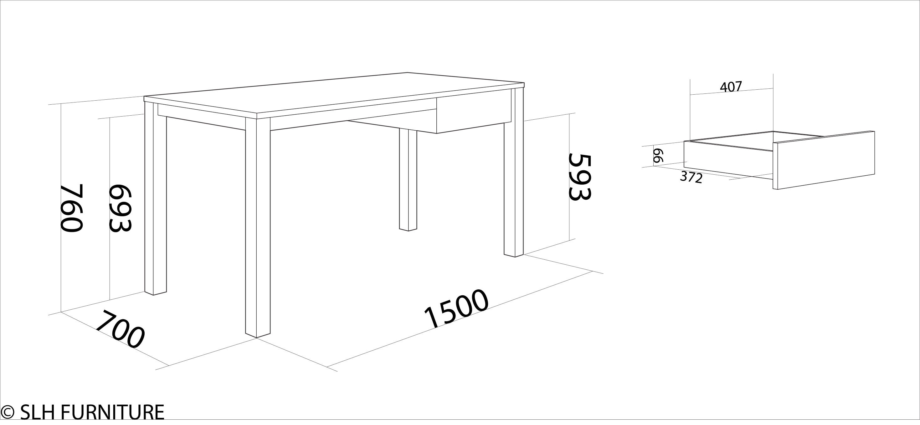 Solid Office Desk - European Oak