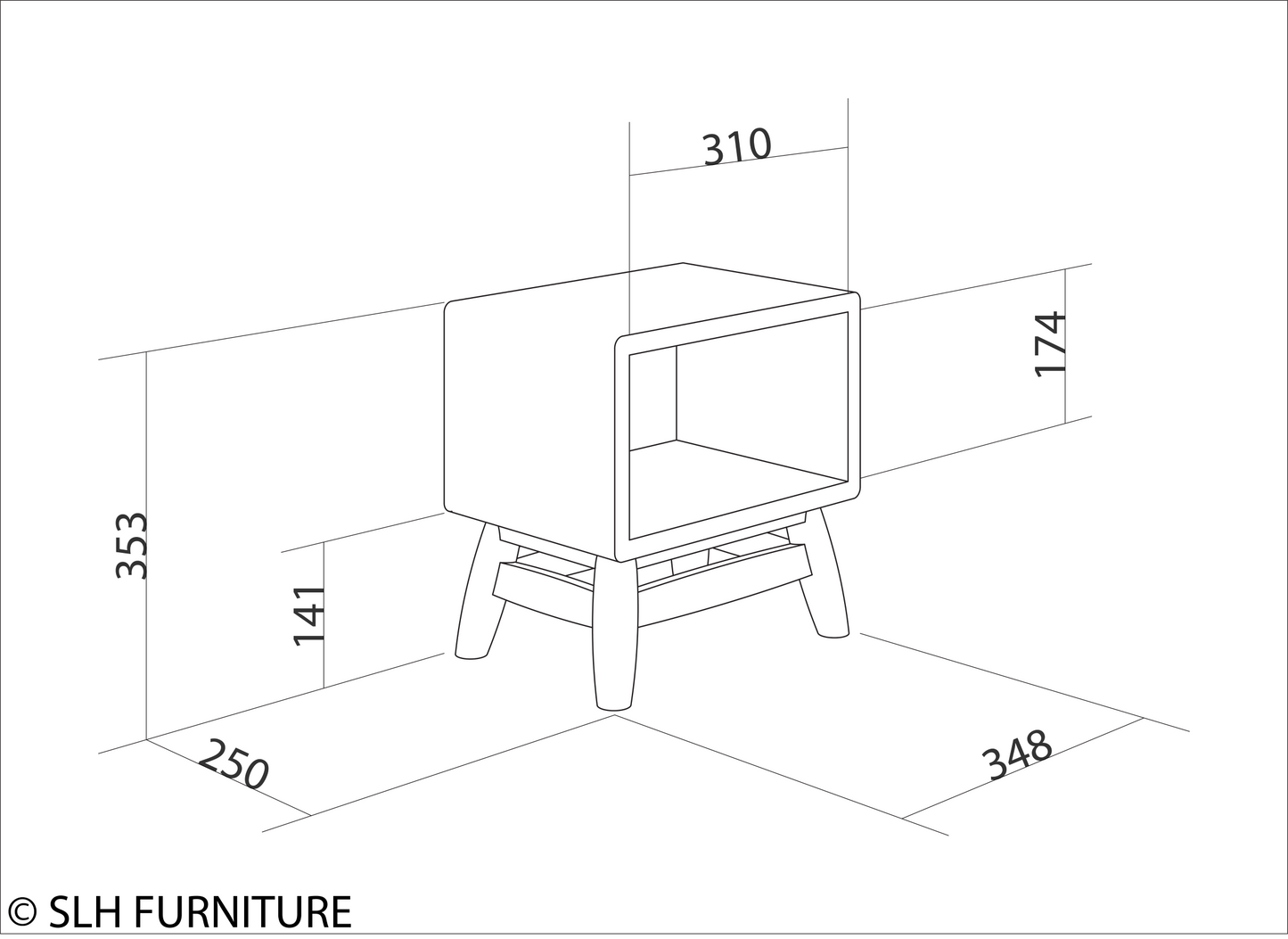 Twist Bedside - Satin Black