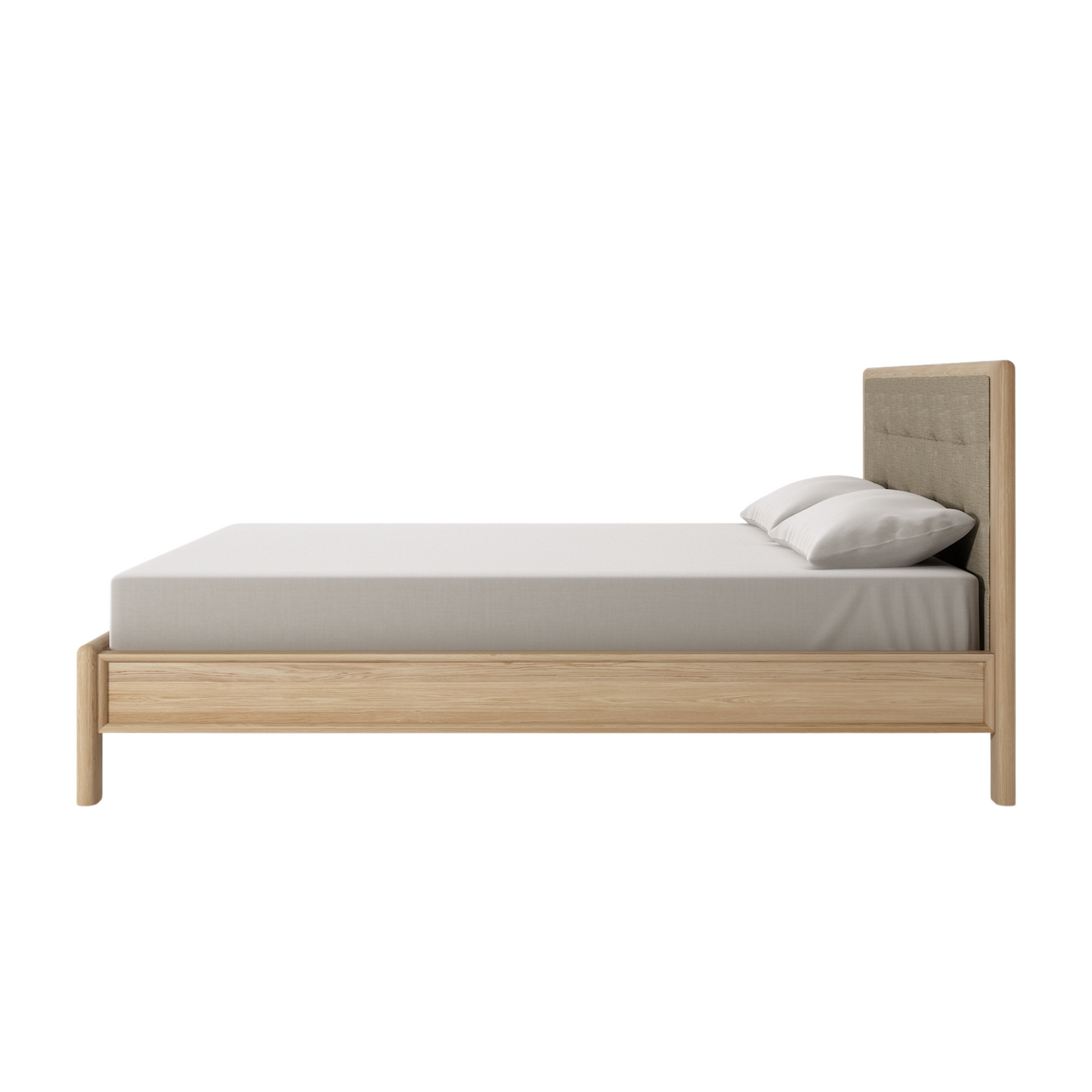 Circa King without Storage - European White oak and fabric Headboard