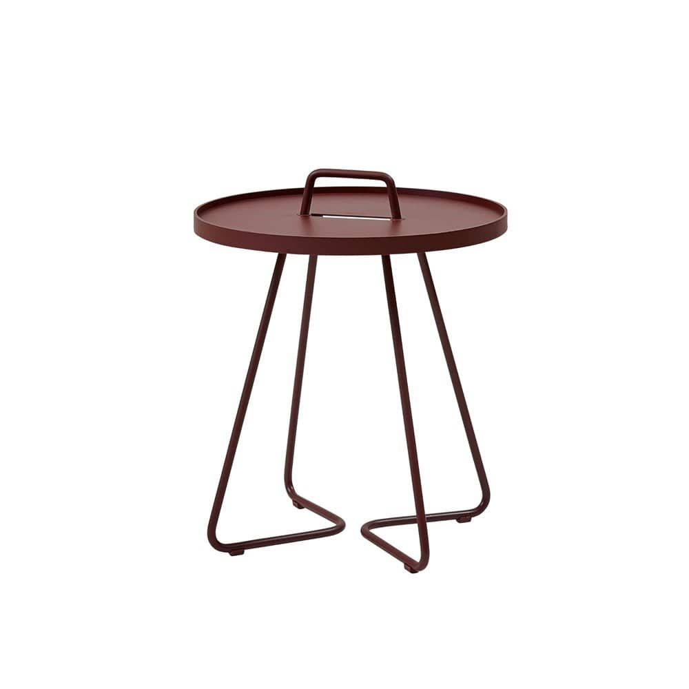 Red side table with handle