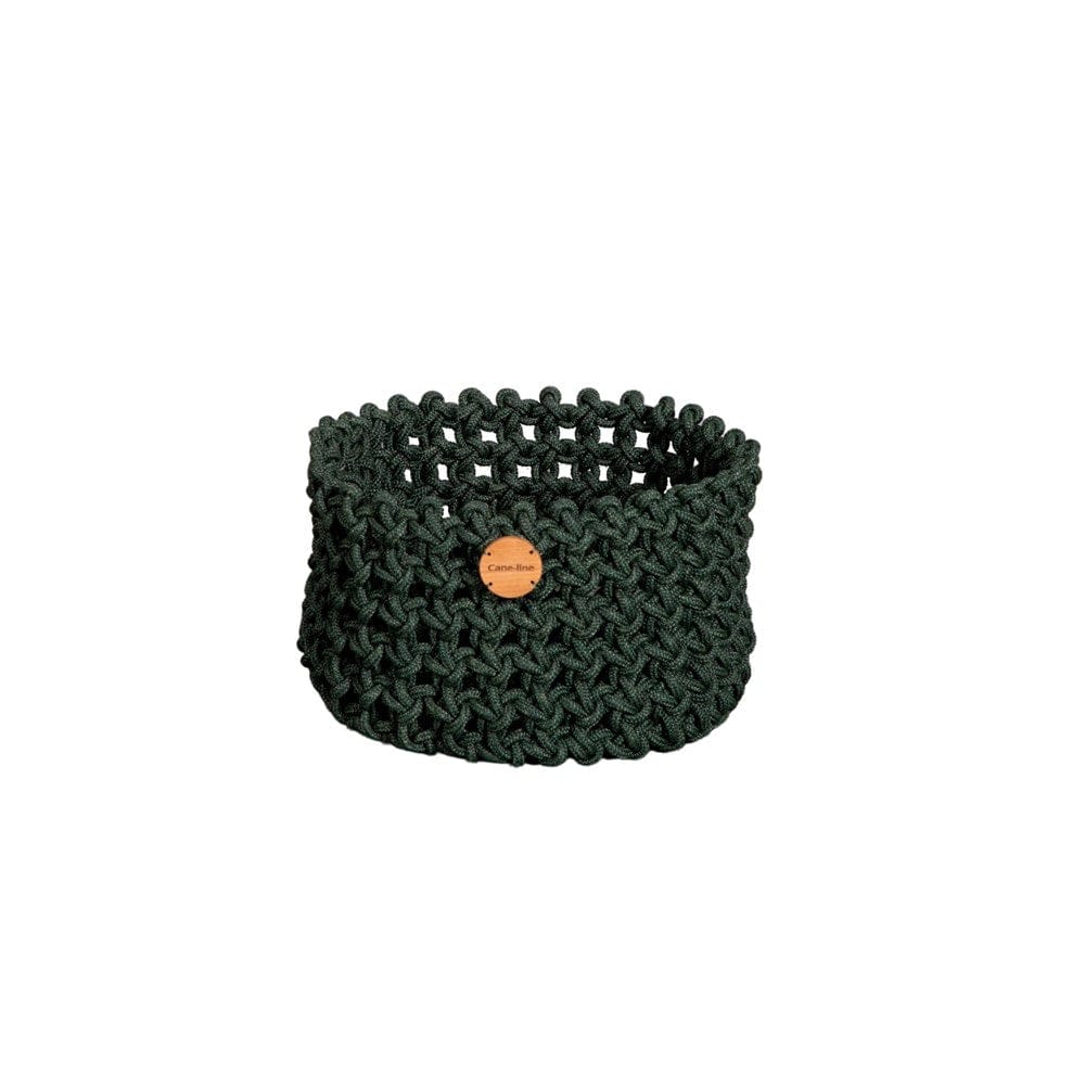 Dark green woven basket with wooden accent - 5135RODGR_1