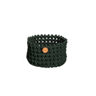 Dark green woven basket with wooden accent - 5135RODGR_1